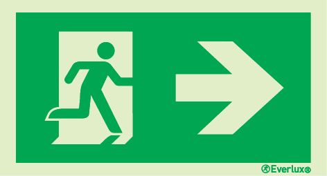 Self-adhesive transparent vinyl 107x57mm Evacuation route LLL sign - progress to the right