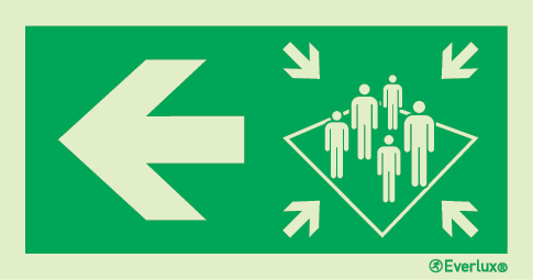 Photoluminescent self-adhesive vinyl 158x83mm Assembly station progress to the left - IMO LLL sign