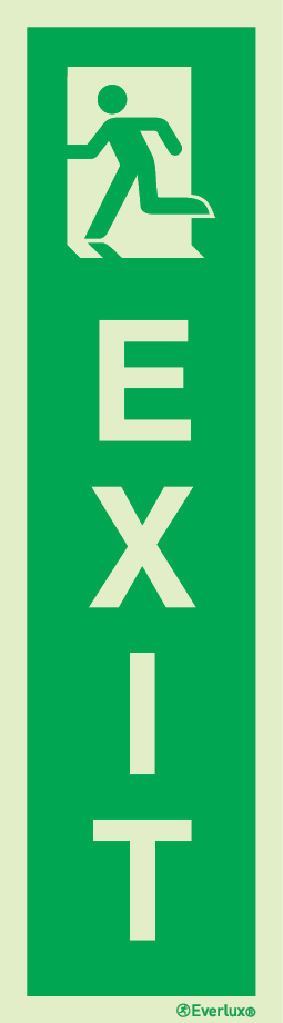 Photoluminescent 1.2mm rigid plastic 57x200mm Emergency exit (left hand) LLL sign with supplementary text