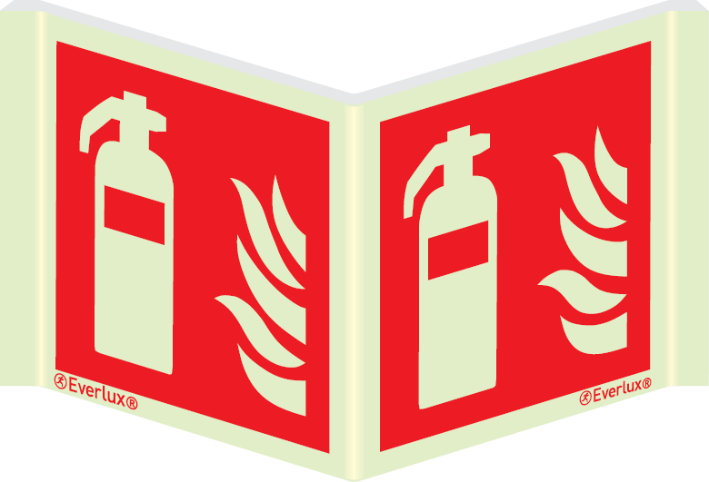 Photoluminescent 1.2mm rigid plastic 150x150mm Fire extinguisher sign