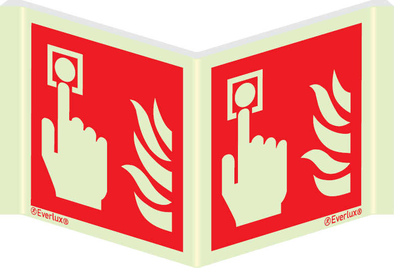 Photoluminescent 1.2mm rigid plastic 100x100mm Fire alarm call point sign