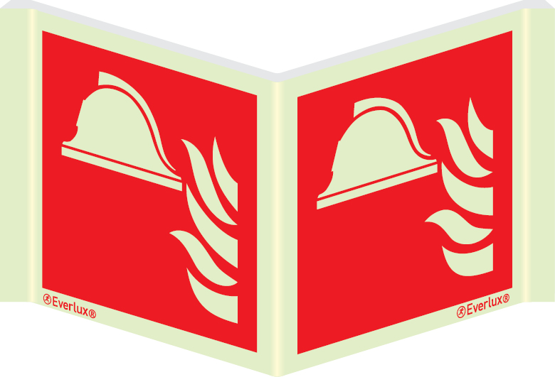 Photoluminescent 1.2mm rigid plastic 150x150mm Collection of firefighting equipment sign