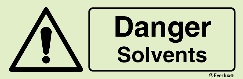 Self-adhesive white vinyl 300x100mm Danger solvents sign 