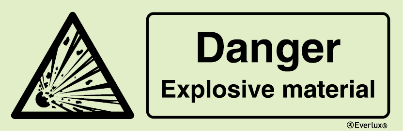 White rigid plastic 400x150mm Danger explosive material sign