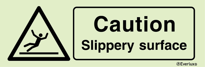 White rigid plastic 300x100mm Caution slippery surface sign 