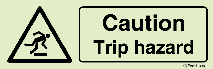 Self-adhesive white vinyl 300x100mm Caution trip hazard sign 