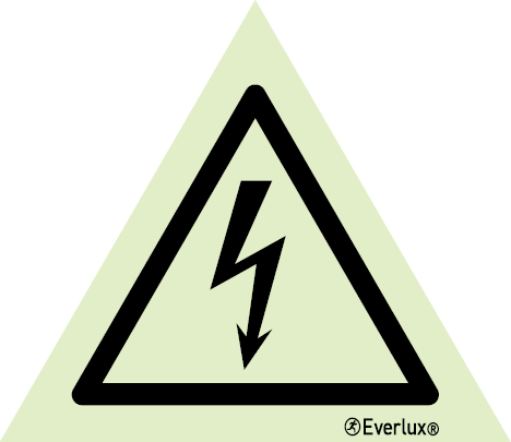 Photoluminescent 1.2mm rigid plastic Base 200mm Warning electricity sign 
