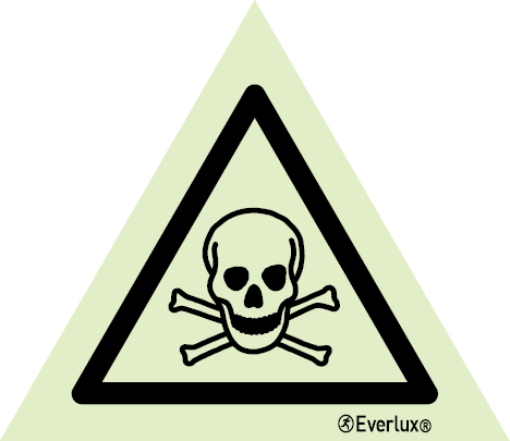 Self-adhesive white vinyl Base 150mm Warning toxic material sign 