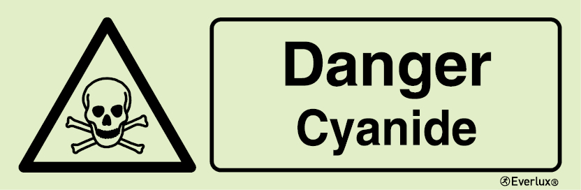 White rigid plastic 300x100mm Danger cyanide sign