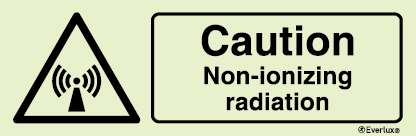 Self-adhesive white vinyl 400x150mm Caution non-ionizing radiation sign