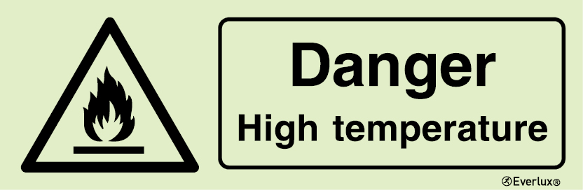 Self-adhesive white vinyl 400x150mm Danger high temperature sign 