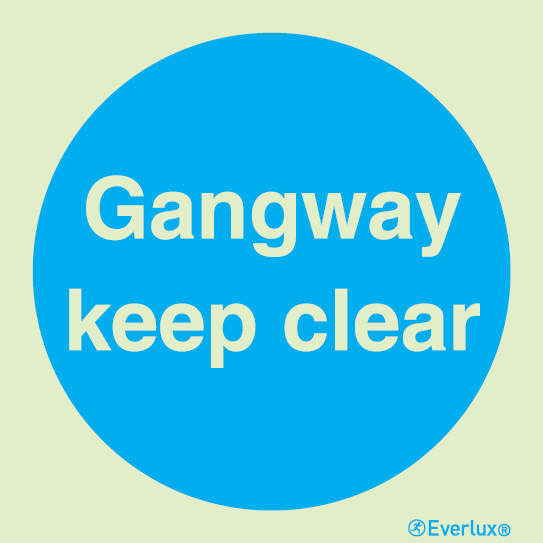 White rigid plastic 150x150mm Gangway keep clear sign 
