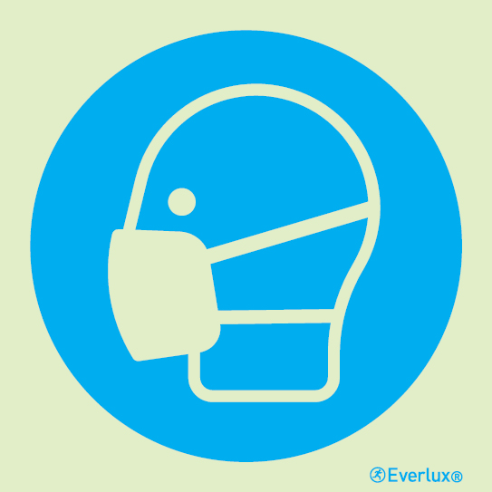 White rigid plastic 200x200mm Wear a mask - mandatory sign