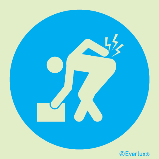 Photoluminescent self-adhesive vinyl 200x200mm Lift heavy loads in a correct position - mandatory sign