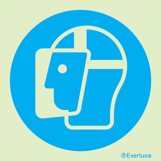 White rigid plastic 200x200mm Wear faceshield - mandatory sign 