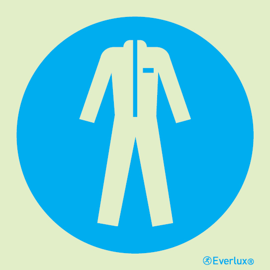 Photoluminescent 1.2mm rigid plastic 200x200mm Wear protective clothing - mandatory sign