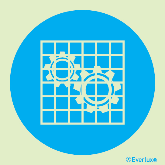 Photoluminescent self-adhesive vinyl 200x200mm Check guard - mandatory sign