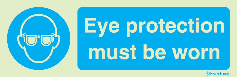White rigid plastic 300x100mm Eye protection must be worn sign