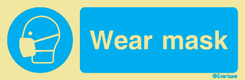 Photoluminescent 1.2mm rigid plastic 400x150mm Wear mask 