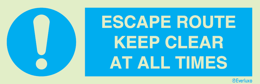 Self-adhesive white vinyl 400x150mm Escape route keep clear at all times