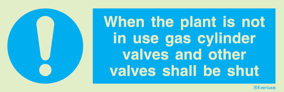 White rigid plastic 300x100mm Gas cylinder valve instruction sign 