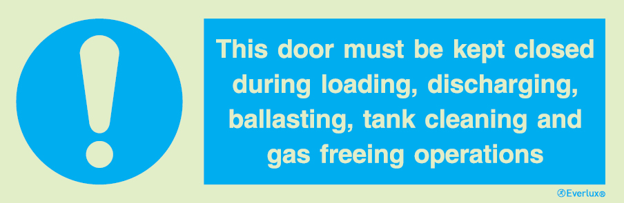 VSafety Cartello Obbligo Porta Antincendio - Adesivo Quadrato 100x100 Mm "This Door Must Be Kept Locked When Not In Use" In Vinile Blu, Conforme ISO 7010