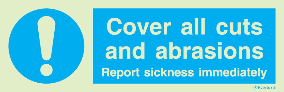 Photoluminescent self-adhesive vinyl 300x100mm Cover all cuts and abrasions sign