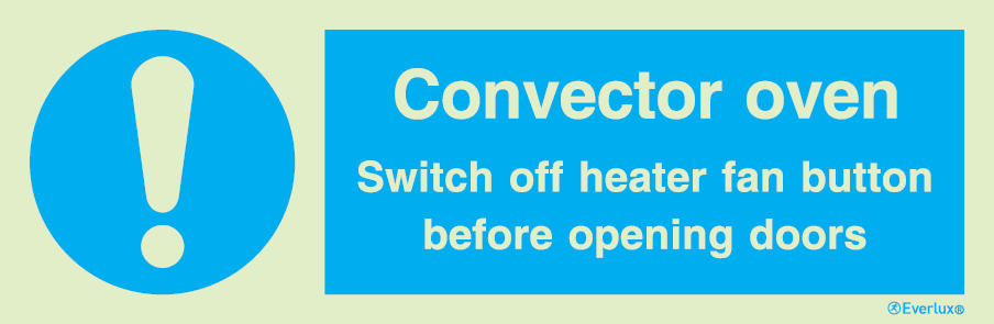 Self-adhesive white vinyl 400x150mm Convector oven instruction sign