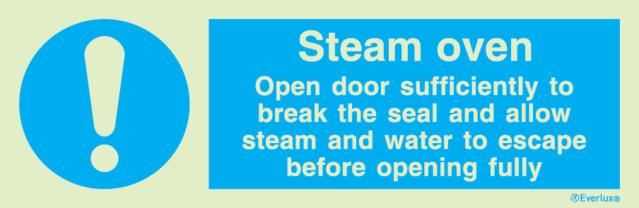 White rigid plastic 400x150mm Steam oven instruction sign