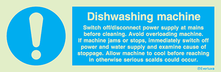 White rigid plastic 400x150mm Diswashing machine instruction sign