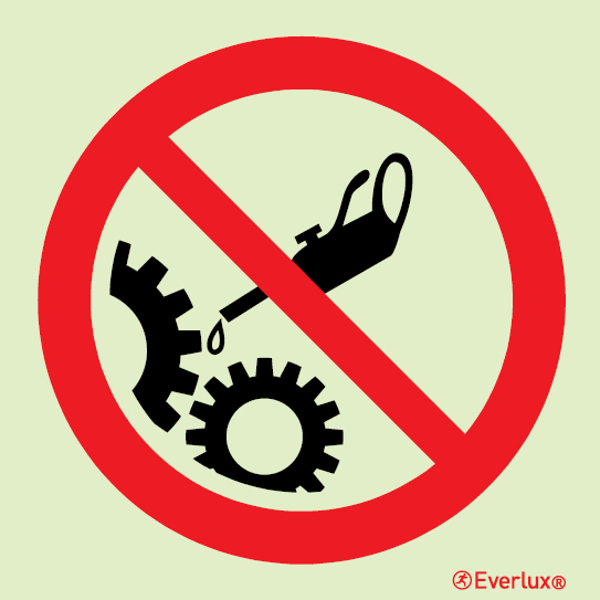 White rigid plastic 150x150mm Do not oil - prohibition sign