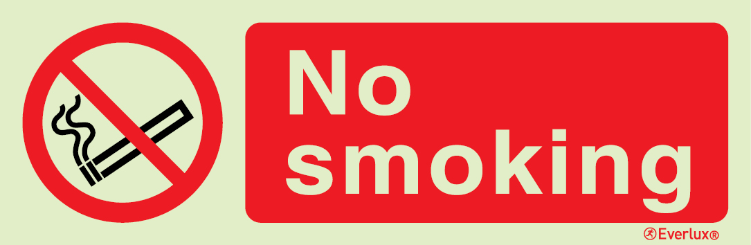 Self-adhesive white vinyl 600x200mm No smoking sign