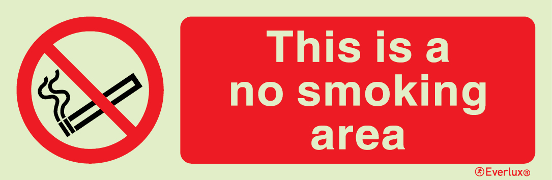 White rigid plastic 400x150mm This is a no smoking area sign