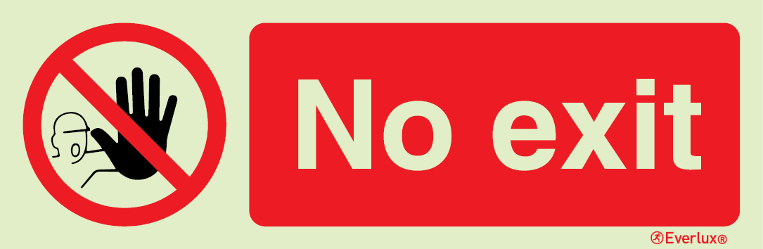 Self-adhesive white vinyl 400x150mm No exit sign 