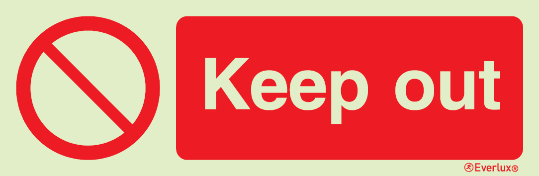 White rigid plastic 400x150mm Keep out - prohibition sign 