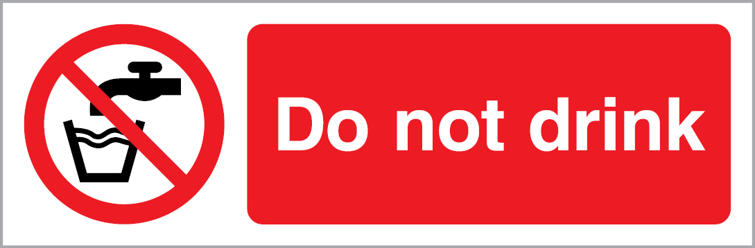 White rigid plastic 300x100mm Do not drink sign