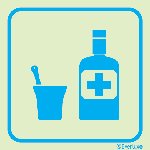 Photoluminescent self-adhesive vinyl 150x150mm Pharmacy sign 