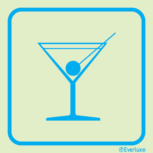 Photoluminescent 1.2mm rigid plastic 150x150mm Bar sign 