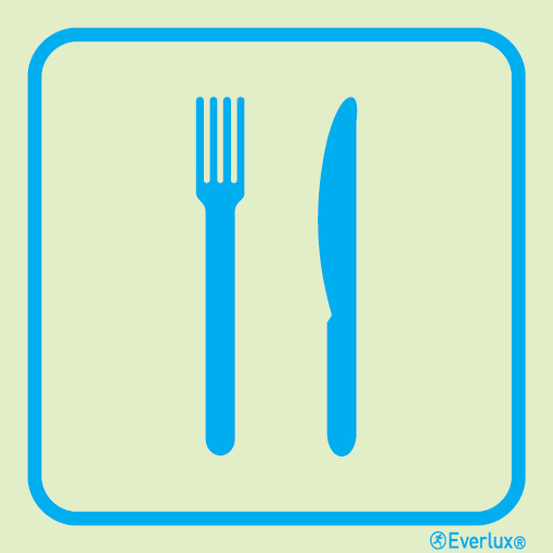 Photoluminescent 1.2mm rigid plastic 200x200mm Restaurant sign 