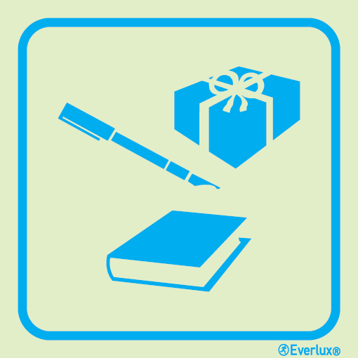 Photoluminescent 1.2mm rigid plastic 150x150mm Shopping area sign 