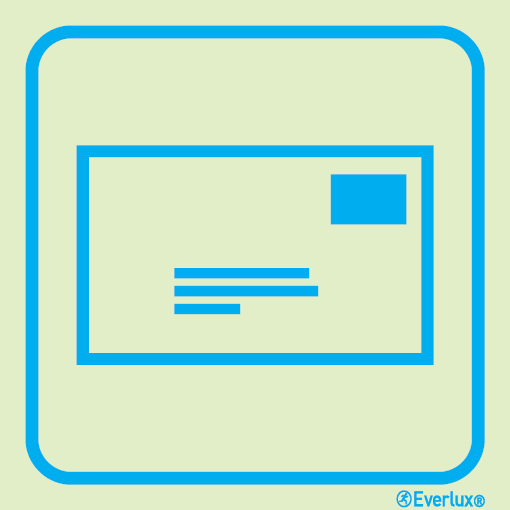 Photoluminescent 1.2mm rigid plastic 150x150mm Telegrams/Cables/Telex sign