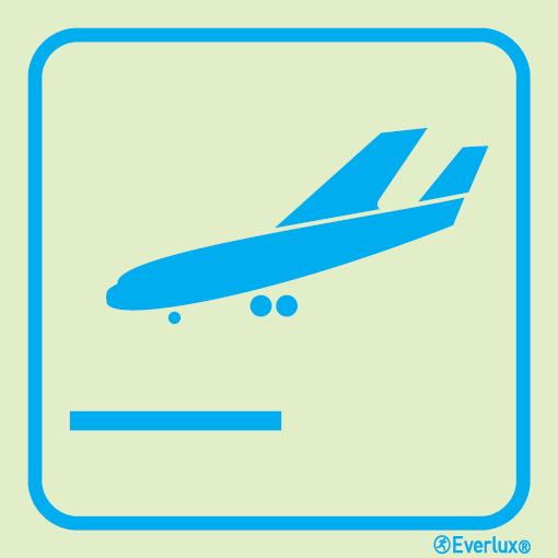 Photoluminescent 1.2mm rigid plastic 400x400mm Arrivals sign 