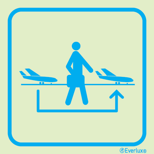 Photoluminescent 1.2mm rigid plastic 150x150mm Connecting flights sign