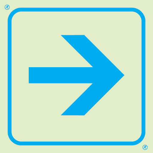 Photoluminescent 1.2mm rigid plastic 400x400mm Directional arrow sign