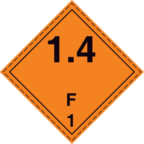 Self-adhesive white vinyl 200x200mm Explosive substance or articles Division 1.4 F