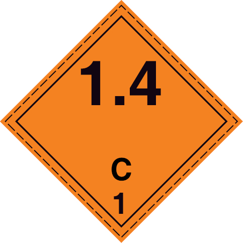 White rigid plastic 400x400mm Explosive substance or articles Division 1.4 C