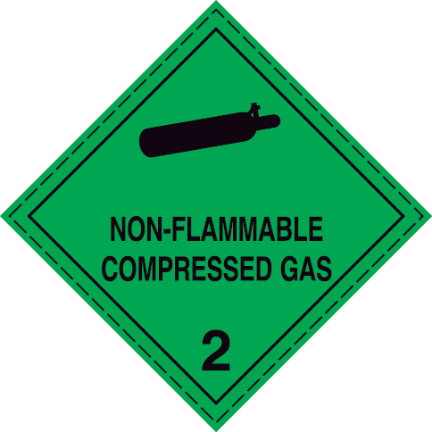 White rigid plastic 100x100mm Non-flammable, non-toxic gases Class 2.2