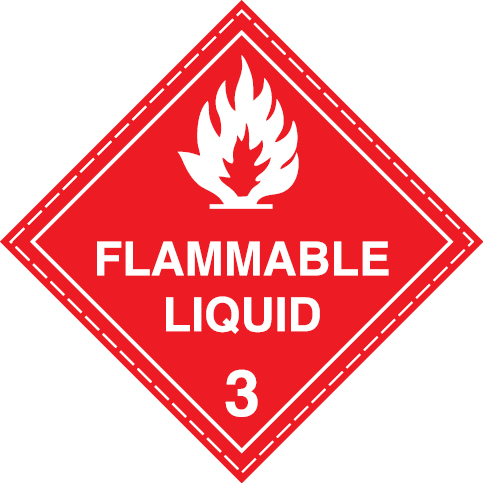 White rigid plastic 300x300mm Flammable liquids No. 3