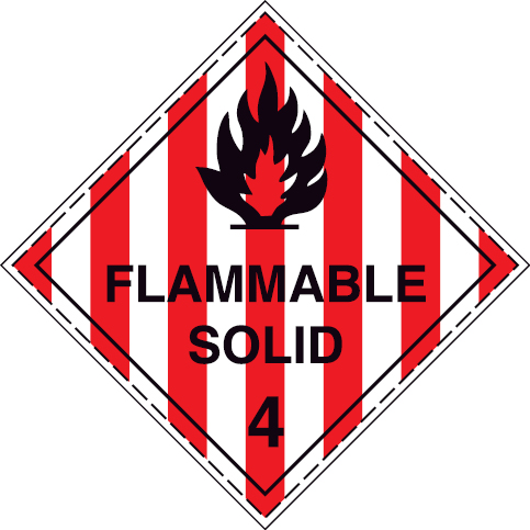Self-adhesive white vinyl 250x250mm Flammable solids Class 4.1 
