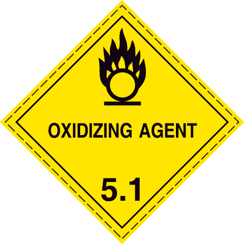 Self-adhesive white vinyl 100x100mm Oxidizing substances Class 5.1 